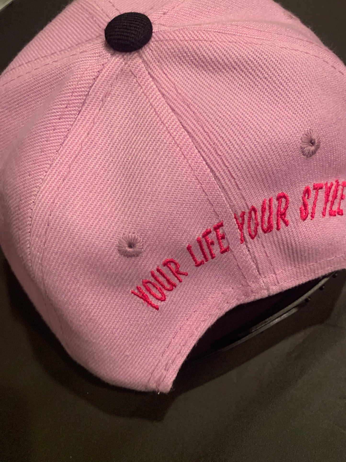 Youth Lavender/ Black Snap Back with Hot Pink Logo