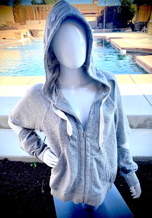 Women’s cut out zip-up hoodie - Heather Grey