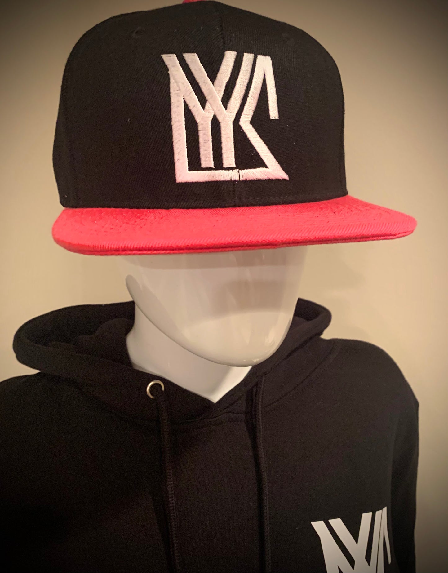 Hot Pink/Black Snap Back with white Logo