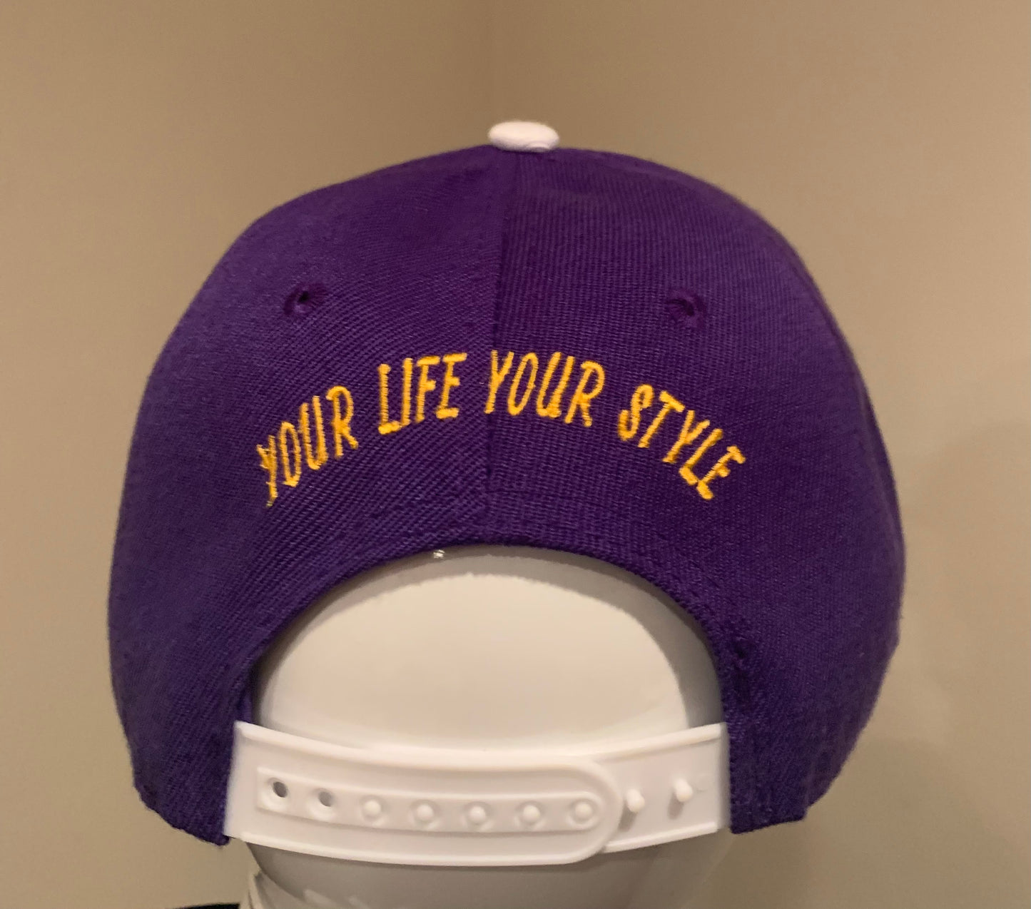 Purple/White Snap Back with Golden Yellow Logo